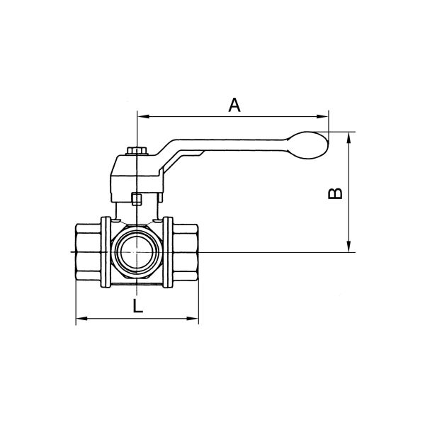 3cestná kulová armatura, T-otvor, mosaz ponikrovaná, Rp 1 1/4, DN 32