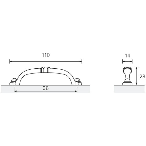 Hettich Griff Alberta Messing Optik antik 96 mm