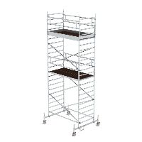 Gördülő állvány 1,35 x 2,45 m, mozgatható gerendával és dupla platformmal Platform magassága 5,78 m