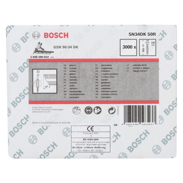 D-fejű szalagszög SN34DK 50R, 2,8 mm, 50 mm, csupasz, hornyolt, 3000-es csomag