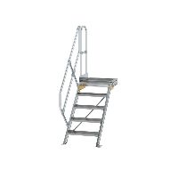 Schody s plošinou 45° šířka stupně 600 mm 5 stupňů hliníkové žebrování