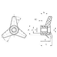 ELESA Dreisterngriffe PA schwarz/Messing VB.639 FP