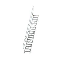 Escalier 45° largeur de marche 600 mm 18 marches aluminium strié
