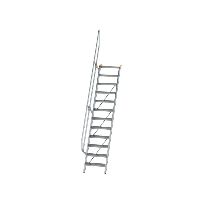 Escalier 60° largeur de marche 600 mm 12 marches aluminium strié