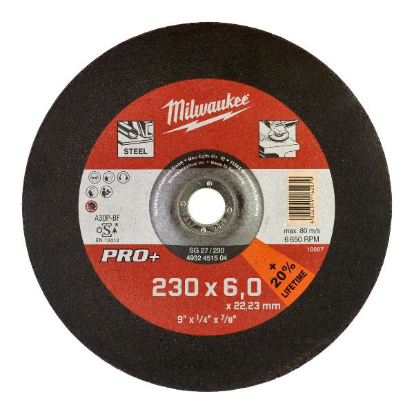 MILW. disque ébarbage PRO+ courbé SG27 230 mm