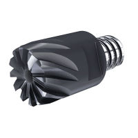 MM ET15/8H4R10CF-12T10H IC908 Auswechselbare, torische Vollhartmetall-Fräsköpfe mit 20°/30° Spiralwinkel, ungleicher Teilung und zentraler Kühlmittelbohrung für Vibration mindernde Schlicht Operationen.